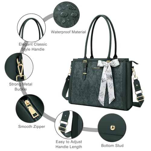 MOSISO Laptop Bag for Women, 15.6-16 inch PU Leather Tote Bag - color: Emerald Green, size: 16 inch