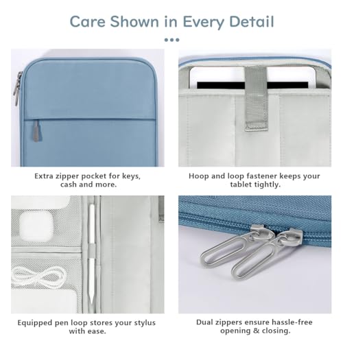 Dadanism 9-11 Inch Tablet Sleeve Padded Carrying Case, Blue | Fits iPad A16 11" 2025, iPad 10th Gen 10.9", iPad Air M4/Pro M5 11", iPad Air 5/4, iPad 9/8/7th Gen, Galaxy Tab A11+ Plus 11" - color: Blue, size: 9-11 inch