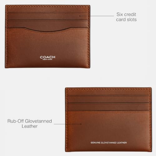 Coach Men's Flat Card Case - color: Saddle/Burnt Sienna/Loved Leather