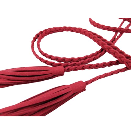 Nanxson Women's Waist Belt Woven Tassels Chain Belt Skinny Belt for Skirt Dress PDW0042 - color: Red