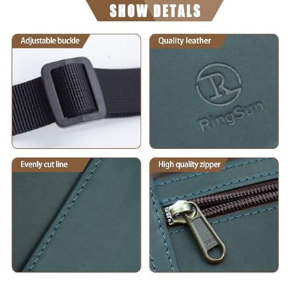 Ringsun Genuine Leather Passport Holder For Travel, RFID Blocking Slim Neck Wallet with Adjustable Strap for Women and Men, Travel Essentials to Keep Cash, Credit Cards and Documents Safe, Blue - color: Blue