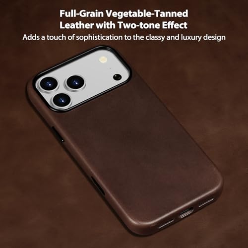 Belemay Vegetable-Tanned Leather Case for iPhone 17 Pro, Bourbon Brown - color: Bourbon brown, size: iPhone 17 Pro