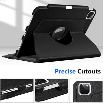 Fintie Rotating Case for iPad Pro 11-inch (4th/3rd/2nd/1st Generation) | 360° Swivel Stand, Portrait & Landscape Viewing, Shockproof Protective Cover, Pencil Holder, Auto Wake/Sleep, Black - color: Black