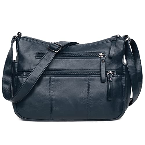 VOLGANIK ROCK Purses for Women Soft PU Leather Shoulder Bag Ladies Crossbody Purse and handbags Lightweight Pocketbook - color: Dark Blue-11.8"