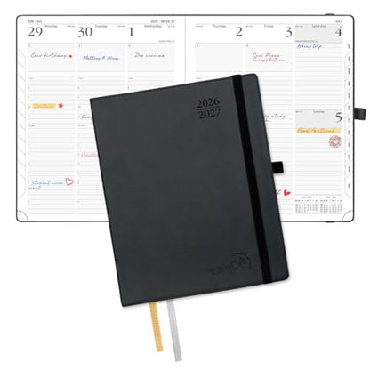 POPRUN Planner 2026-2027, Large-8.5" x 10.5", Academic Weekly Planner | Daily Weekly & Monthly Calendar (Jul 26-Jun 27) Hourly Appointment Book with Inner Pocket, Leather Softcover, Black - color: Black, size: Large-8.5" x 10.5", style: Academic Year 2026