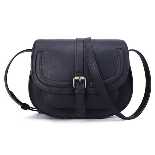 AFKOMST Crossbody Bags for Women,Small Saddle Purse and Boho Cross Body Handbags,Vegan Leather - color: Navy