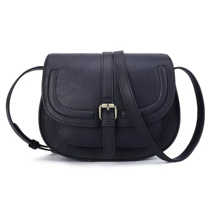 AFKOMST Crossbody Bags for Women,Small Saddle Purse and Boho Cross Body Handbags,Vegan Leather - color: Navy