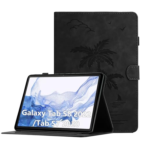 Case for Samsung Galaxy Tab S8 2022 / Tab S7 2020 11 Inch Model (X700/X706/T870/T875/T878) - Premiun PU Leather Folio Stand Protective Case with Pocket, Auto Wake/Sleep Smart Tablet Cover, Black - color: Black, size: Samsung Galaxy Tab S8/S7 11"