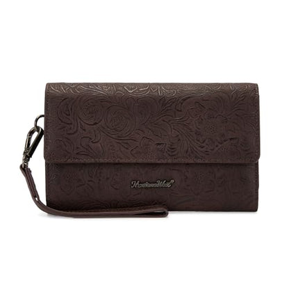 Montana West Women's Wallets Large Capacity Cell Phone Wristlet for Woman Ladies Female Cash Wallet with Wrist Strap and Rfid Lining - color: Coffee