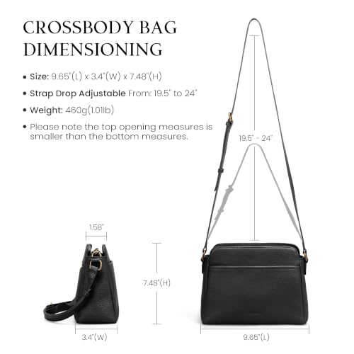 befen Anti-theft Crossbody Bag for Women Genuine Leather, Small Cross Body Shoulder Handbags with RFID Card Slots - color: Black
