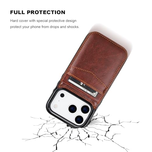KIHUWEY for iPhone 17 Pro Wallet Case Card Holder for MagSafe, Brown - color: Magsafe for Brown
