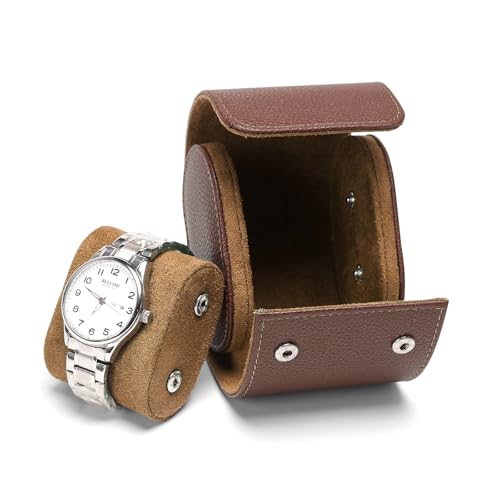 1 Slot Watch Case, Watch Roll Travel PU Leather Box, Watch Storage Case | for Men & Women, Watch Gift Box with Pillow, Portable Organizer for iWatch Smartwatches and Mechanical Watches Storage, Brown - color: Brown, size: 1 Slot