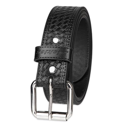 Dickies mens Industrial Strength Leather Belt – Workwear, Durable, Reinforced, Heavyweight - color: Black Basketweave, size: Large (38-40)