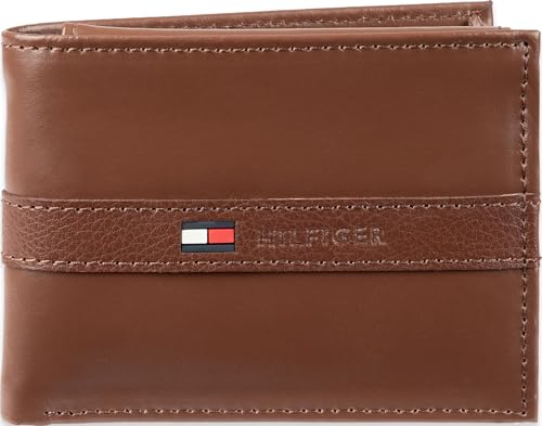 Tommy Hilfiger Men's Leather Orson RFID Bifold Wallet with Removable Passcase - color: Light Tan
