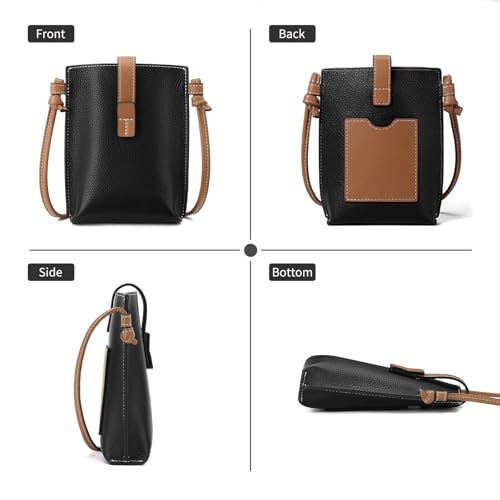 SENDEFN Leather Small Crossbody Bags for Women Phone Purse Minimalism Cell Phone Bag with Card Slot - color: A-black