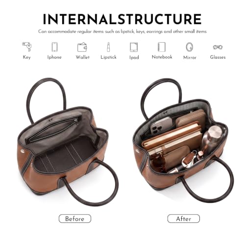 Crossbody Bag for Women Vegan Leather Top Handle Bag for Women Shouder Handbag Tote Purse with Adjustable Strap - color: A12-brown Coffee