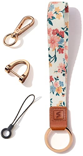 Wristlet Lanyard Strap for Keys, Original Pattern Design Wrist Keychain Holder - color: 203-flowers