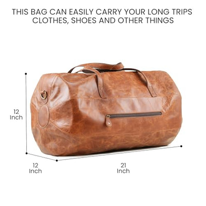 Leather Duffle Gym Sports Bag For Men Women 'The GoalGear' Carry all Luggage Hold all Travel Overnighter Weekender Bag (With Strap)