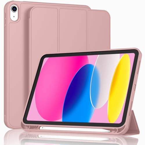 ToaPoia Case for iPad (A16) 11 Inch 2025/iPad 10th Generation 10.9 Inch 2022, Slim Trifold Stand Protective Cover with Pencil Holder and Soft TPU Back,Support Auto Sleep/Wake (Dark Salmon) - color: Dark Salmon