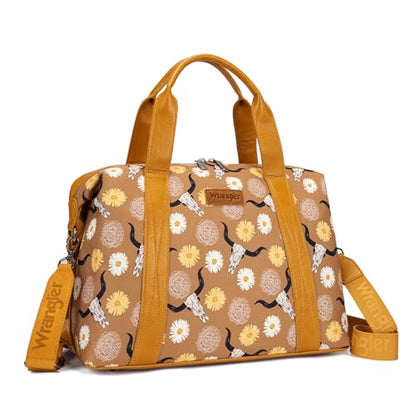 Wrangler Duffel Bag for Women Large Travel Weekender Bag Designer Daisy Flower Print Carry On Bags - color: Canvas Cotton-Daisy