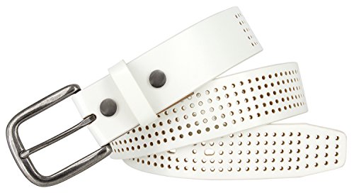 Park Hills Perforated 100% Leather Casual Golf Jean Belt 1-1/2" Wide - color: White, size: 34