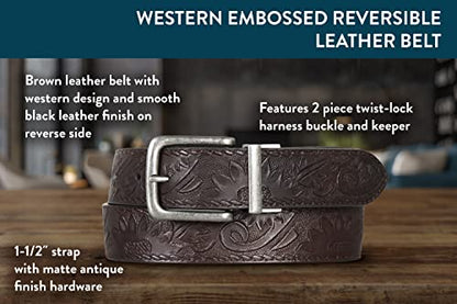 Lucky Brand Men's Reversible Leather Belt | 2-in-1 | Classic | Everyday | Business | Work | Dress | Casual | Metal Buckle - size: 32 Inch