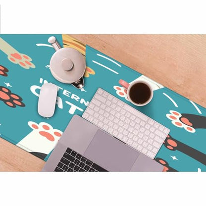 International Cat Day Desk Mat Large Mouse Pad Cute Cat Paw Flat Cartoon Friendship Full Extended Gaming Computer Keyboard Mousepad for Home,Office 35.4"X15.7" - color: International Cat Day