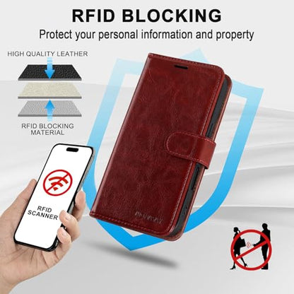 MONASAY Wallet Case for iPhone 8/7 Plus with 3 Card Holders - Burgundy | Kickstand,RFID Blocking,6.6 feet of shock absorption,PU Leather,Strong Magnetic Closure,Fits 5.5 inch ONLY,screen Protector - color: Burgundy