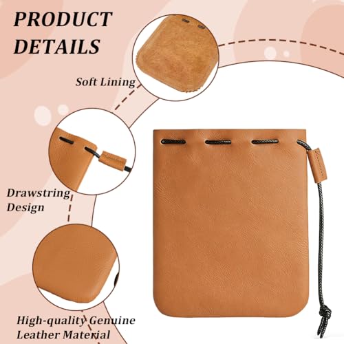 4.7 Inch Mini Genuine Leather Drawstring Coin Purse Vintage Leather Change Bag Cowhide Jewelry Storage Pouch Waterproof Dice Holder Bag for Men Women Earphone Earring Money - style: Style 2