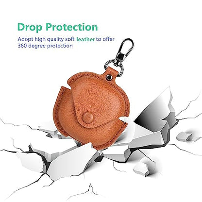 for Samsung Galaxy Buds 4 / Buds 4 Pro Leather Case with Keychain Lock, Stylish Retro PU Leather Wireless Charging Earbuds Protective Cover for Galaxy Buds4 / Buds 4Pro for Women Men (Brown) - color: Brown