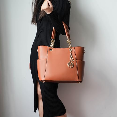 J’OMOR by Mia Tote Bag for Women, Handbag Set with Wallet Top-Handle Bag Vegan Leather Purse - color: Bonita Coffee