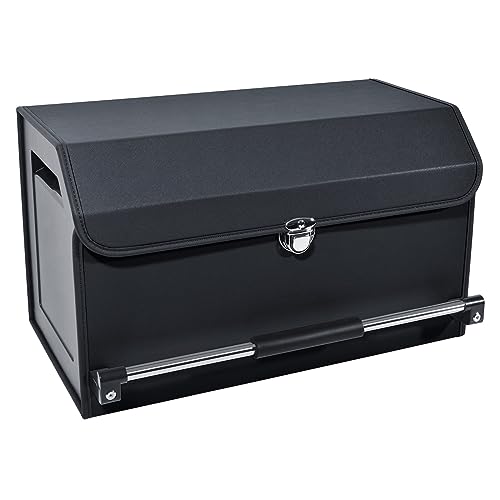Car Trunk Organizer Leather Car Storage Organizer with Lid Car Organizer | Suv Trunk Organizer with Sturdy Handle Car Cargo Storage Box for Minivan, Sedan, Jeep (Black, 20.47 x 11.4 x 12.2in) - color: Black, size: 11.4 x 20.5 x 12.2
