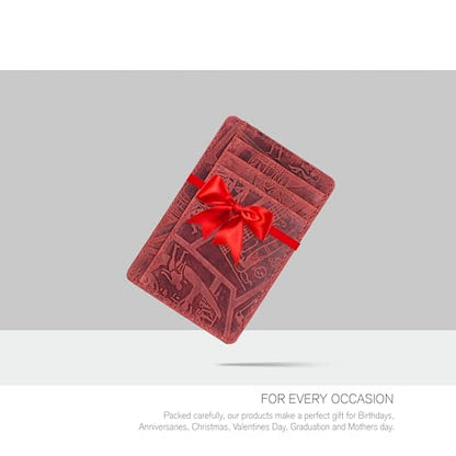 Oak Leathers Leather Wallet Slim Design - RFID Card Holder Men Women | Handmade Wallet, Durable Stitching, Gift for Men and Women, Small and Funtional, Id Window - color: Egyptian Red