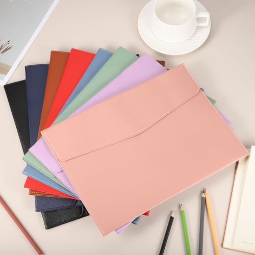PATIKIL 2Pcs PU Leather A4 File Folder, Document Holder Envelope Waterproof Napa Texture Filing Organizer Portfolio Folder Case with Magnetic Snap Closure for Home Office, Black - color: Black