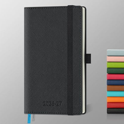 Weekly Monthly 2026-2027 Planner (July 26-Dec 27),6.5"x3.75" | 18 Months Agenda Plan with Month Tabs & Pocket,Expenses/Note Pages, Academic Calendar with Vegan Leather Cover,Black - color: Black, size: Pocket-6.5" x 3.75"