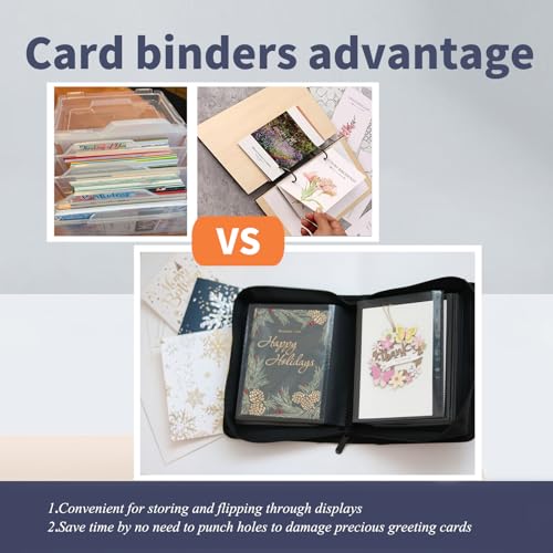 82 Pocket 5x7 Greeting Card organizer Album,Christmas Card book | binder for Storage protect birthday,postcard,wedding,xmas holiday card holder &display grad card keepsake gift box - color: Blue