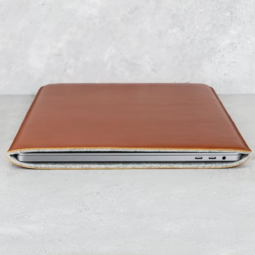 Casemade Real Leather Laptop Sleeve for MacBook Pro & Air Fits 13, 14, 15 & 16 Inch - Genuine Full Grain Leather with Soft Wool Lining (16 inch - Pro M1/M2/M3/M4/M5) - color: Tan, size: 16" Pro M1-M5