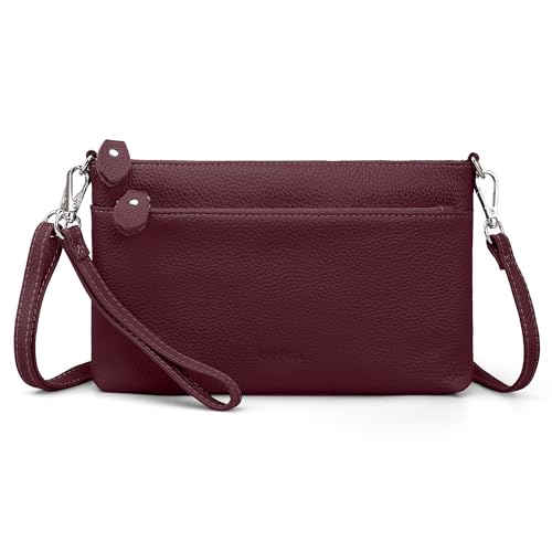 befen Genuine Leather Wristlet Clutch Wallet Purses with RFID Blocking - color: Burgundy