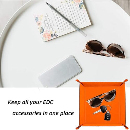 Valet Tray Desktop Storage Organizer – Vegan Leather Catchall Bedside Vanity Tray Nightstand Caddy Holder for Remote Controller, Watch, Keys, Phone, Wallet, Coin, Jewelry, Beige - color: Beige