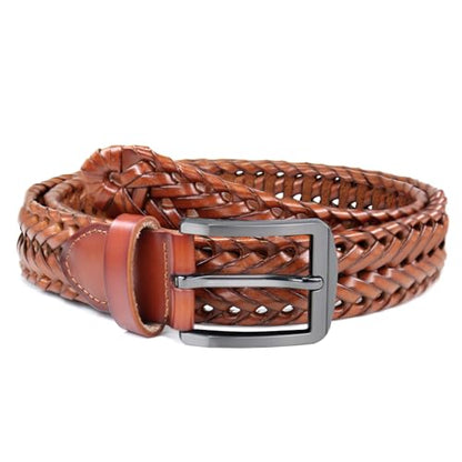 Mens Braided Leather Belt, Casual Woven Belts Fit Golf Pants Jeans - color: Brown, size: 42 (Fits waist:40"-43")