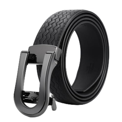 Men's Ratchet Belt - Adjustable Click Slide with Trim Fit for Dress Casual, Gift Set - color: Black