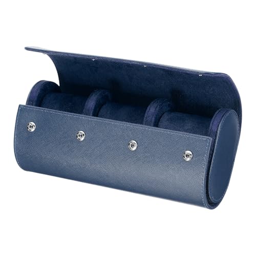 HARFINGTON Watch Roll Travel Case 3 Slot Portable Leather Watch Case for Men and Women, Watches Storage Organizer with Removable Pillow for Traveling, Display, Cross-grain Textured Blue - color: Blue, size: 3 Slot
