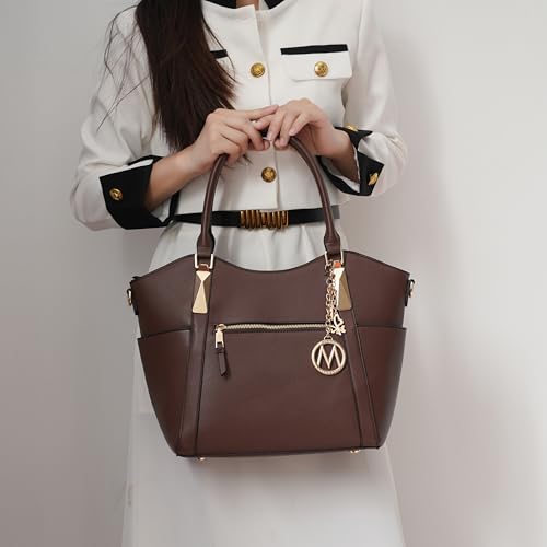 MKF Collection Tote Bag for Women Vegan Leather Shoulder Bag – Top-Handle Purse, Ladies Handbag by Mia K - color: Janise Grey