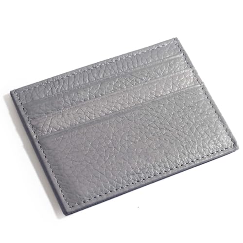 M-Plateau Super Slim Genuine Leather Credit Card Wallet - color: Grey