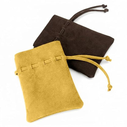 Medieval Drawstring Coin Pouch Bag,Leather Coin Pouch,Renaissance Drawstring Pouch Dice Bag,Small Coin Purse for Women/Men,Brown Swayze Suede Banana - color: Banana