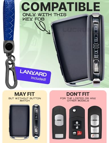 Lucrum Compatible with Mazda CX5 Key Fob Cover & Keychain - color: Midnight Azure
