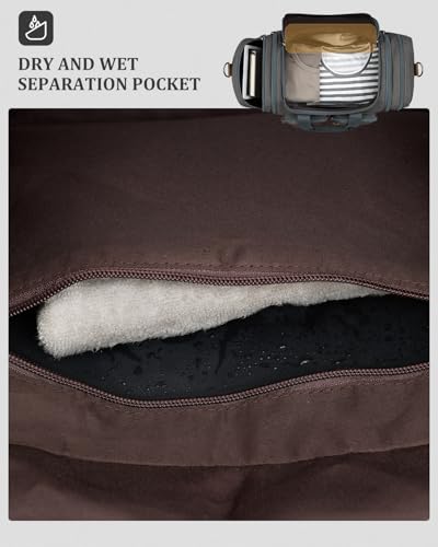 Gonex Duffle Bag for Travel, Expandable 60L Overnight Weekender Gym Bag | Water-Resistant Canvas, Wet-Dry Pocket, Luggage Sleeve, Carry-On Size, Detachable Strap, Grey - color: Grey, size: X-Large-60l