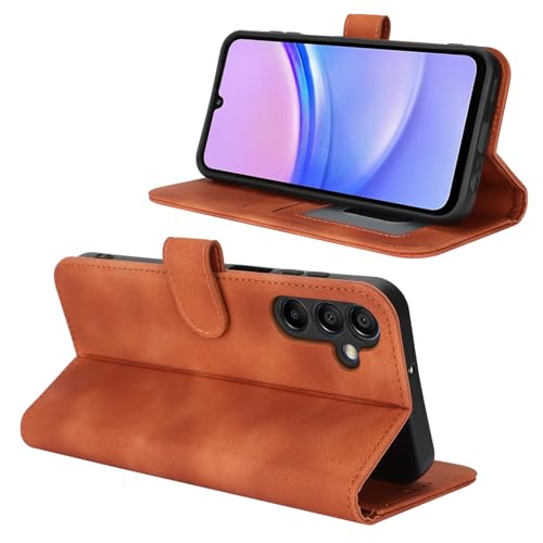 for Samsung Galaxy A15 5G Case Wallet with Card Holder,Galaxy A15 5G Wallet Case for Men Women,PU Leather Magnetic Buckle Stand Flip Cover-Light Brown - color: A2-Light brown