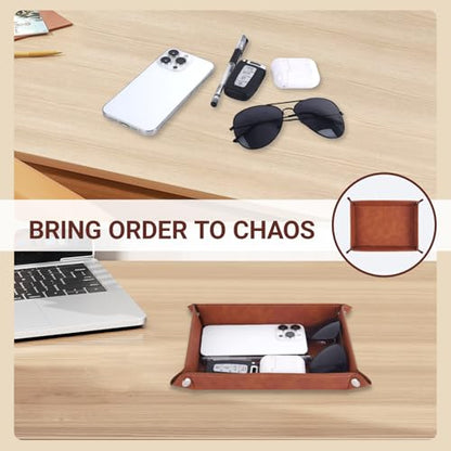 To My Dad Gifts,Leather Tray Engraved Personalized Gifts Unique Dad Birthday Gifts from Daughter Son,Valet Tray Desktop Storage Organizer (I know DAD) - color: I Know Dad