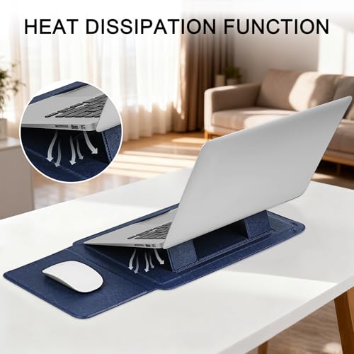 HoYiXi 15.6 16 Inch Laptop Sleeve Case with Stand Feature for MacBook Pro 16 2025 & 2021,ASUS Vivobook 15/MacBook Pro 15/Surface 3/Matebook D15/Galaxy Book Flex,15-16'' Laptop Cover,Blue - color: Blue, size: 15-16'' laptop